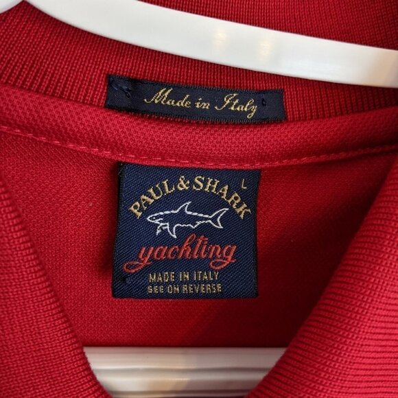 VINTAGE 90s PAUL & SHARK YACHTING T SHIRT POLO red size L @K - Picture 6 of 9